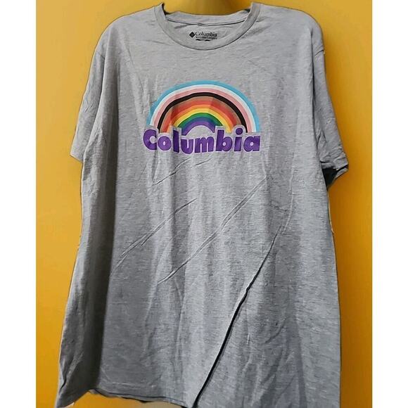 Columbia Pride Rainbow Graphic T-shirt Size Large Gray A112 - Picture 1 of 6